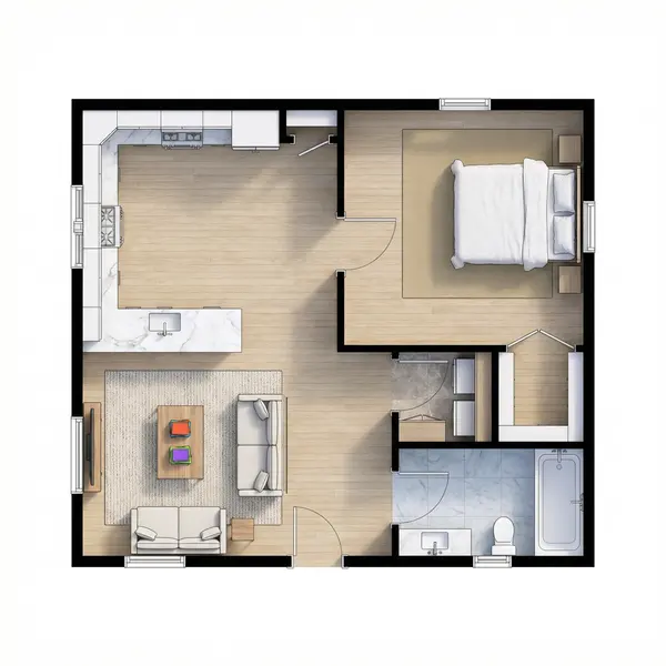 Cozy Bright 1-Bed floorplan