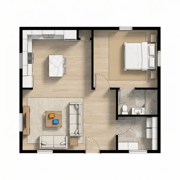 Cozy Bright 1-Bed floorplan