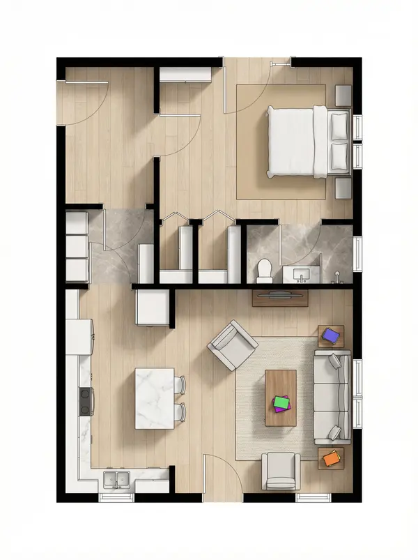 Bright Tiny 1-Bed House floorplan