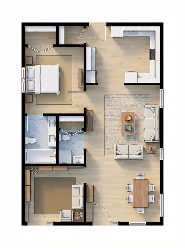 Cozy Natural 1-Bed floorplan