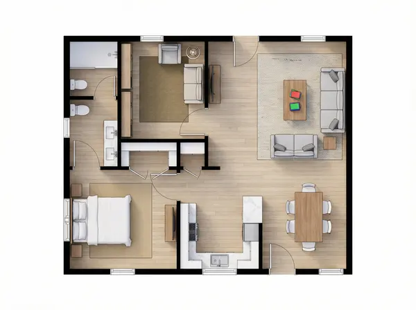 Compact Dark 1-Bed Home floorplan
