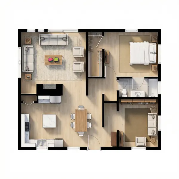 Compact Dark 1-Bed floorplan