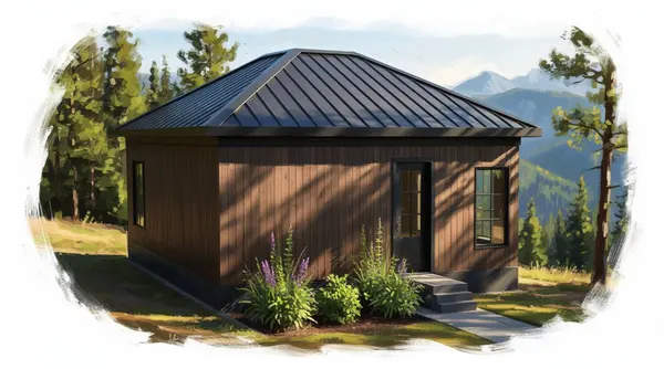 Compact Dark 1-Bed Home exterior render