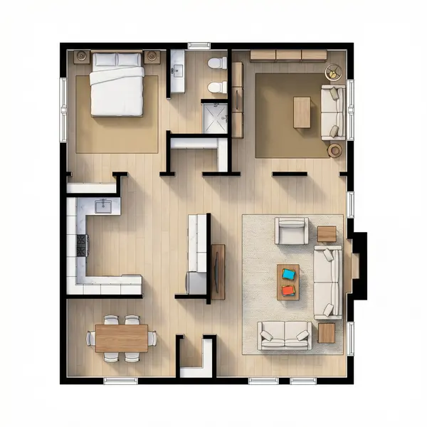 Compact Dark 1-Bed Home floorplan