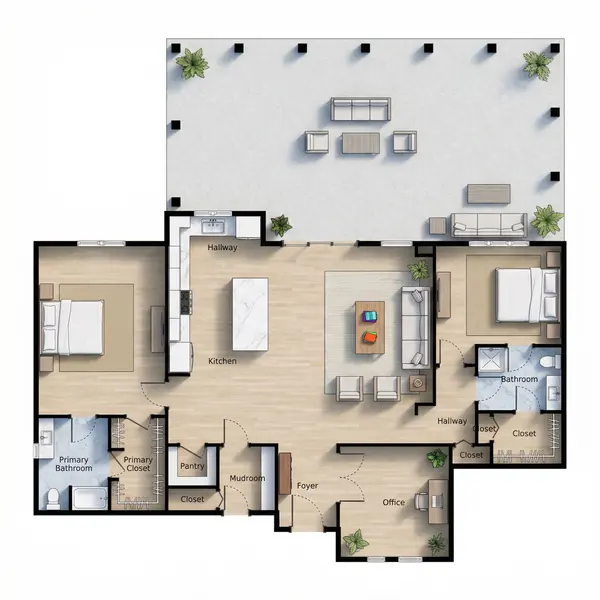 Sleek Dark 2-Bed House floorplan
