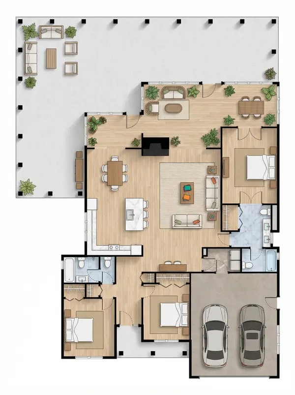 Earthy 3-Bed Ranch floorplan