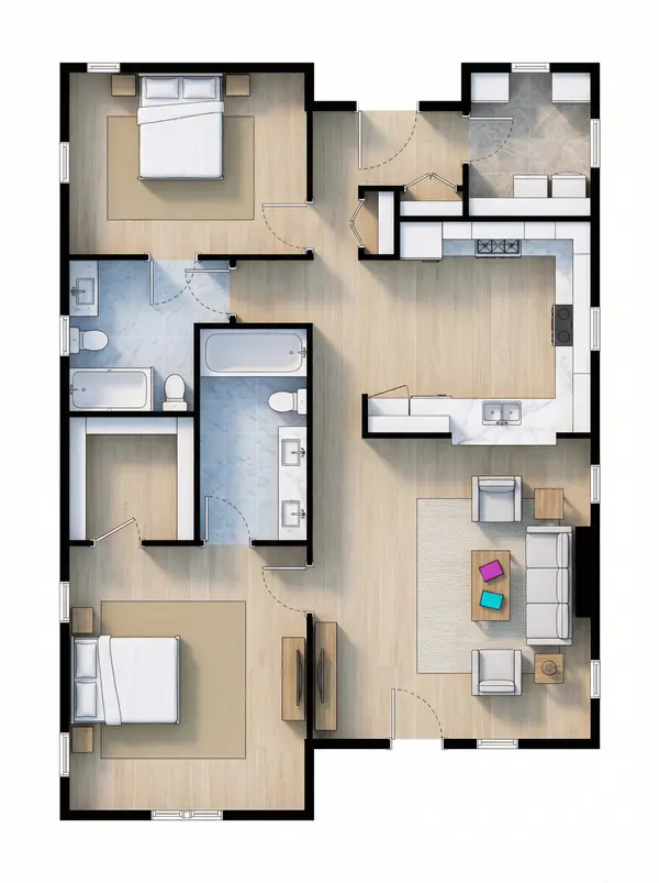 Cozy Earthy 2-Bed House floorplan