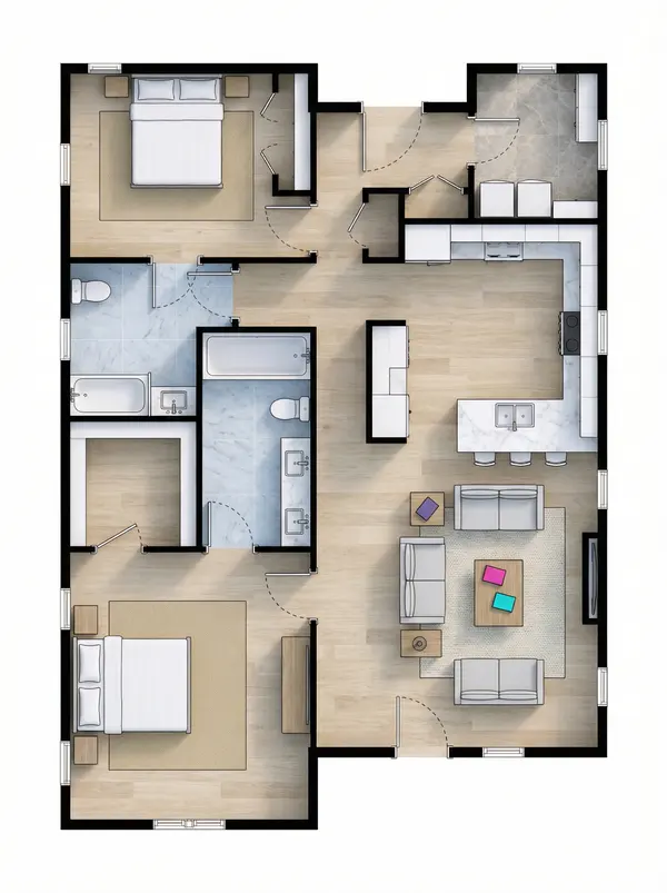 Earthy 2-Bed House floorplan