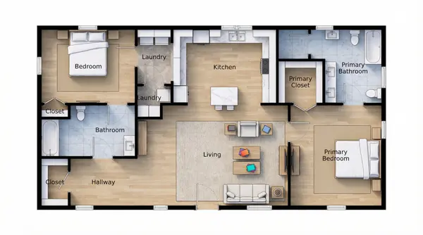 Cozy Bright 2-Bed Home floorplan
