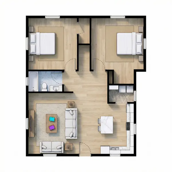 Bright 2-Bed Home floorplan