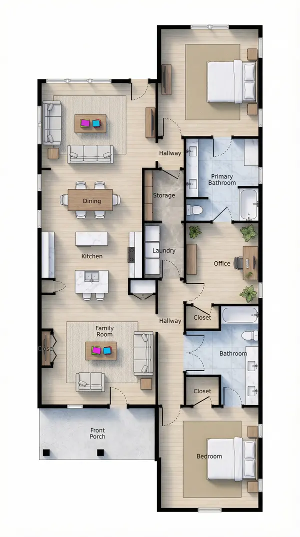 Cozy Earthy 2-Bed floorplan