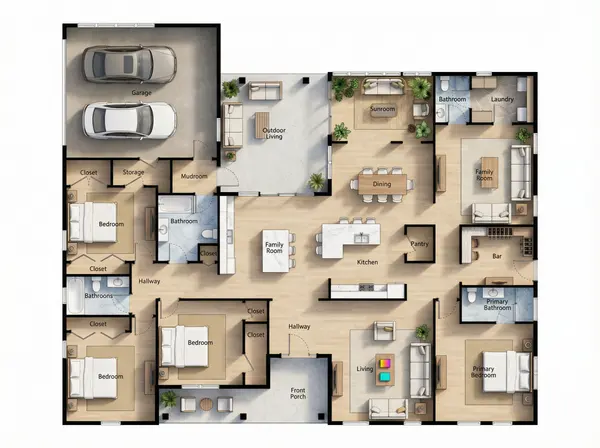 Spacious Earthy 4-Bed floorplan