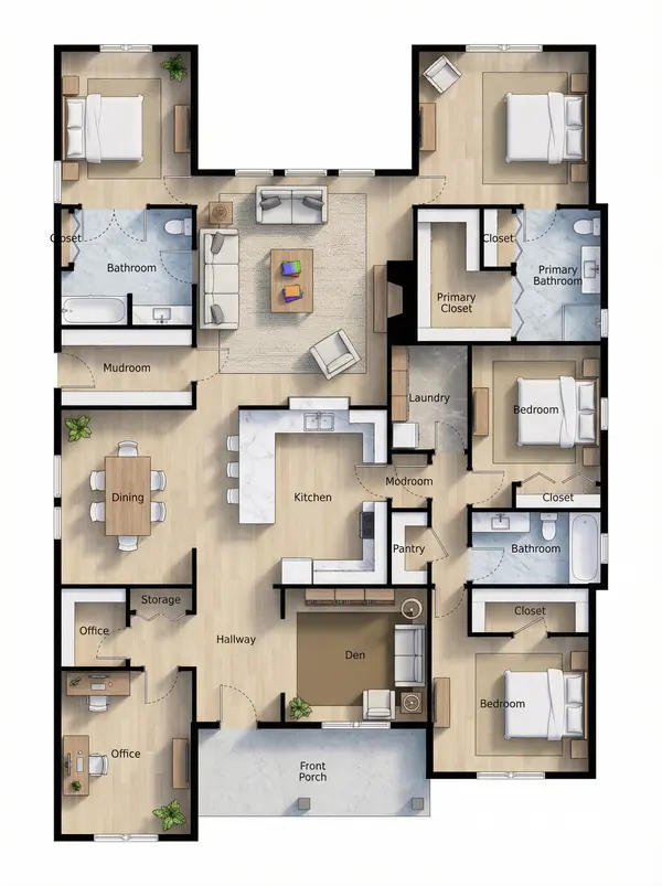 Bright 4-Bed House floorplan