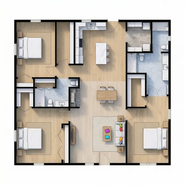 Cozy Rustic 3-Bed floorplan