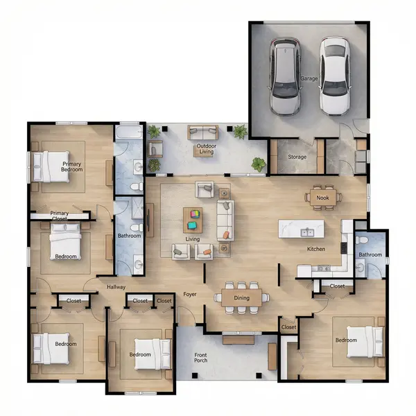 Spacious 4-Bed Earthy floorplan