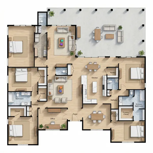Sprawling Earthy 4-Bed House floorplan