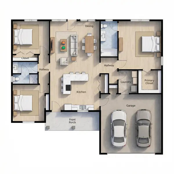 Spacious Bright 3-Bed floorplan