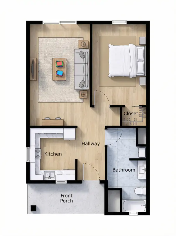 Cozy Earthy 1-Bed Home floorplan