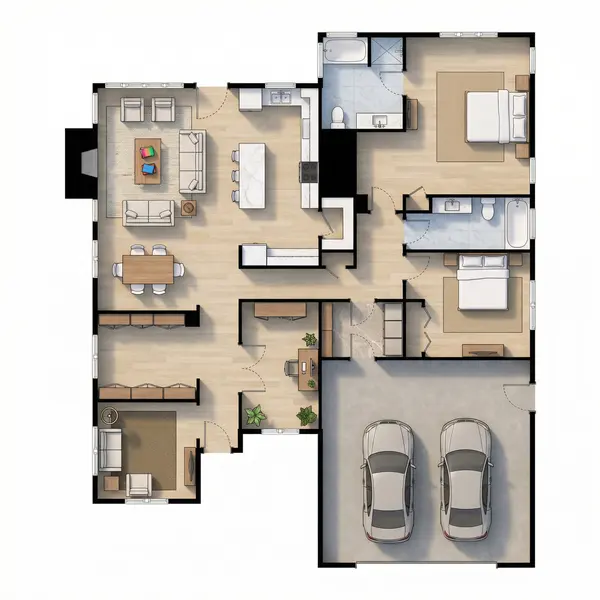Sleek Dark 3-Bed House floorplan
