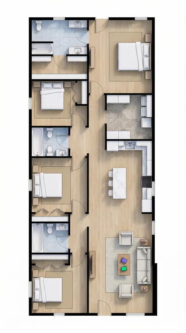 Compact Earthy 4-Bed floorplan