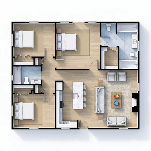 Industrial 3-Bed House floorplan