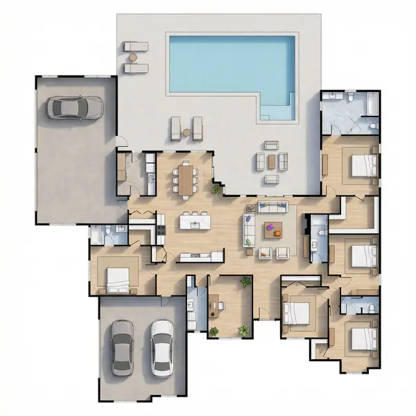 Sprawling 5-Bed Earthy floorplan