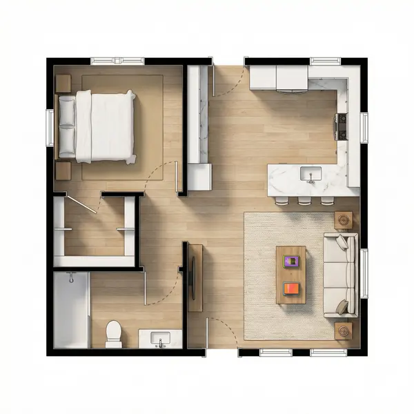 Bright 1-Bed Home floorplan