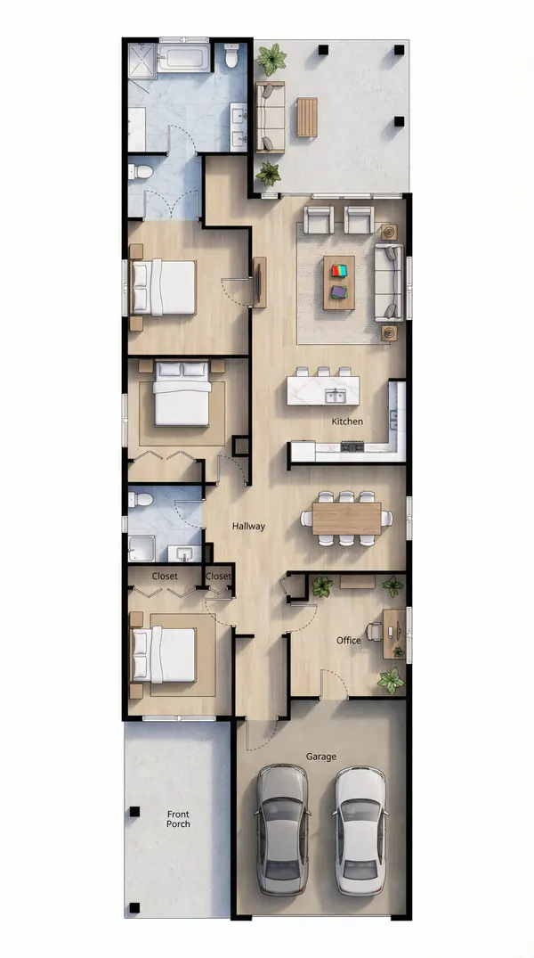 Bright Industrial 3-Bed House floorplan