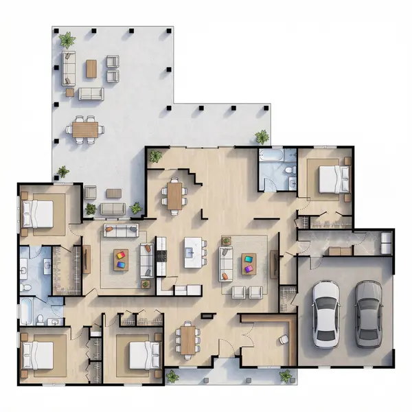 Dark 4-Bed with Attached Garage floorplan