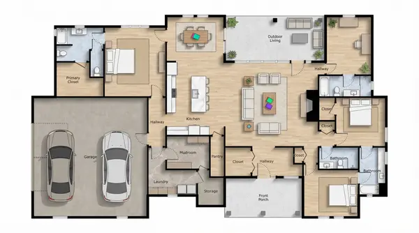 Earthy 3-Bed Attached Garage floorplan