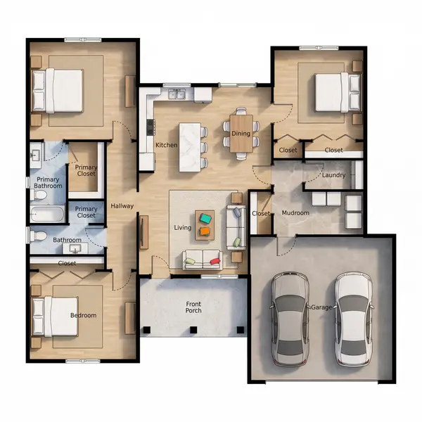 Spacious Bright 3-Bed Home floorplan