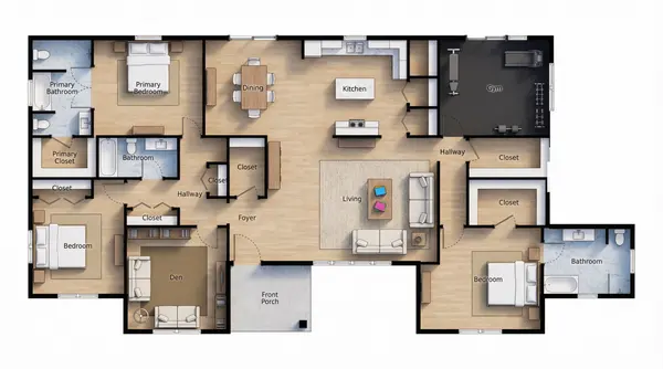 Spacious Dark 4-Bed floorplan