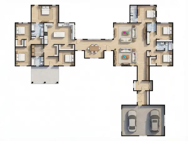 Dark 5-Bed Ranch floorplan