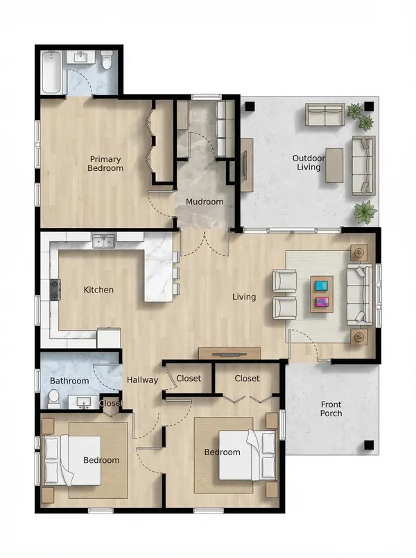 Dark Modern 2-Bed Home floorplan
