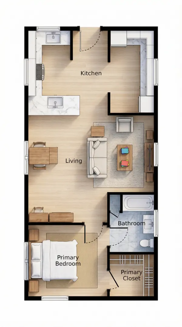 Bright 1-Bed Home floorplan