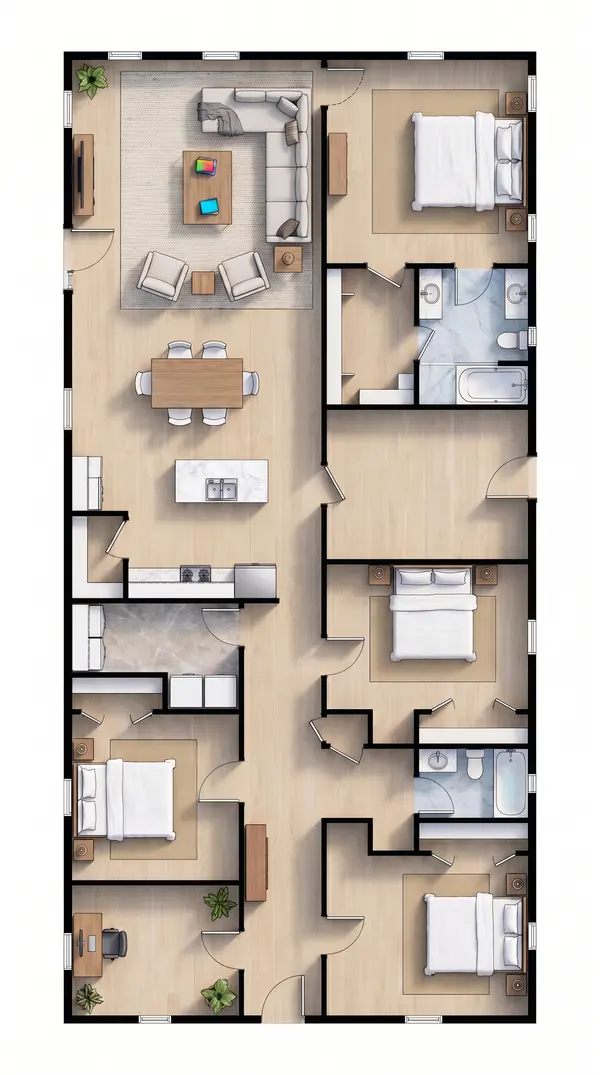 Spacious Dark 4-Bed floorplan