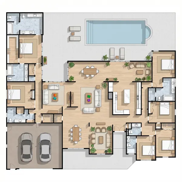 Sprawling Dark 6-Bed floorplan