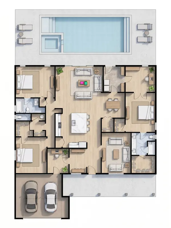 Natural 3-Bed with Pool floorplan