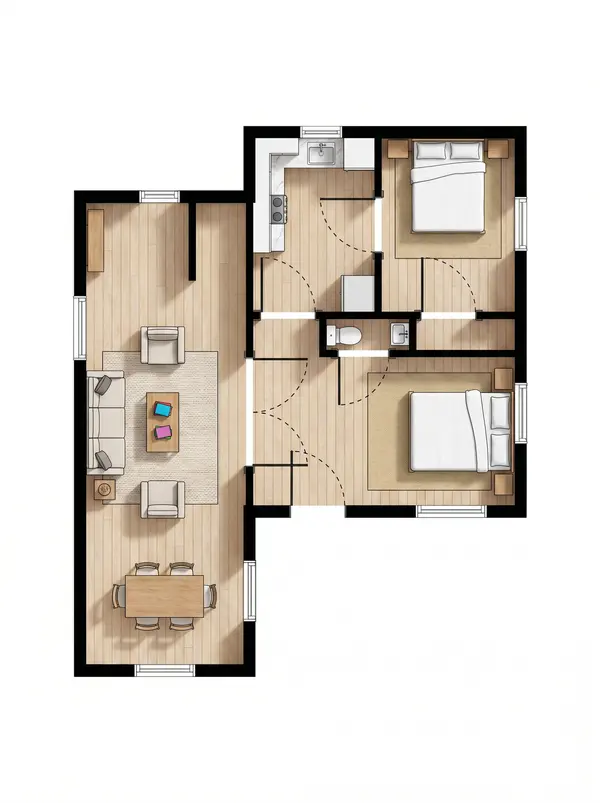 Compact Natural 2-Bed House floorplan