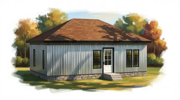 Compact Industrial 2-Bed House exterior render