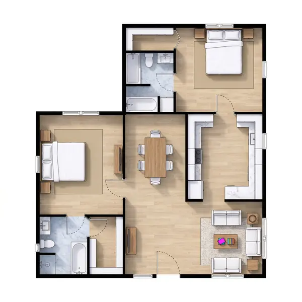 Compact Industrial 2-Bed House floorplan