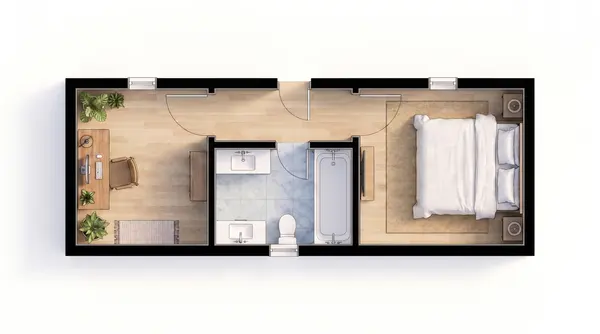 Earthy 1-Bed Retreat floorplan