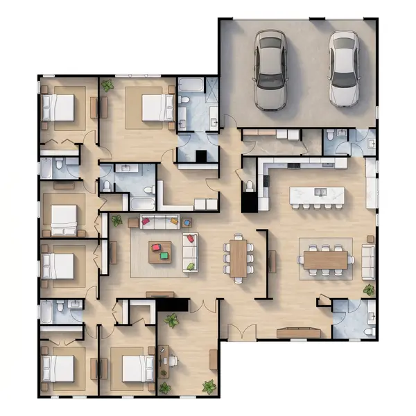Sprawling 6-Bed Earthy floorplan