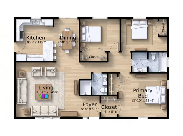 Compact Dark 3-Bed floorplan