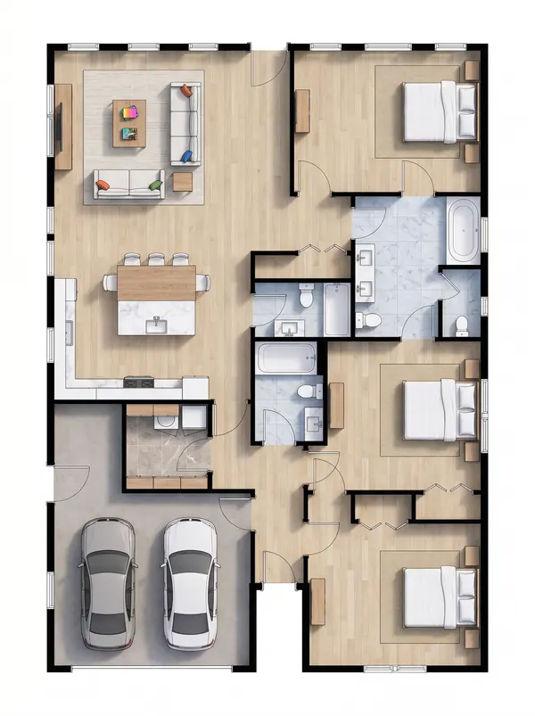 Earthy 3-Bed Home floorplan