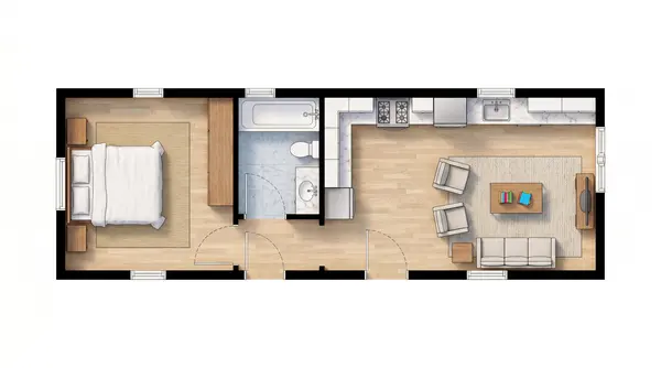 Cozy Natural 1-Bed floorplan