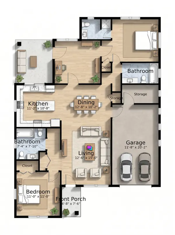 Earthy 2-Bed House floorplan