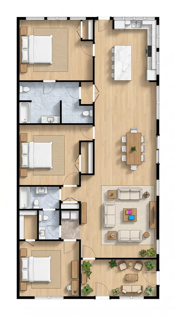 Industrial 2-Bed Home floorplan