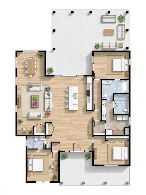 Sprawling Rustic 2-Bed floorplan