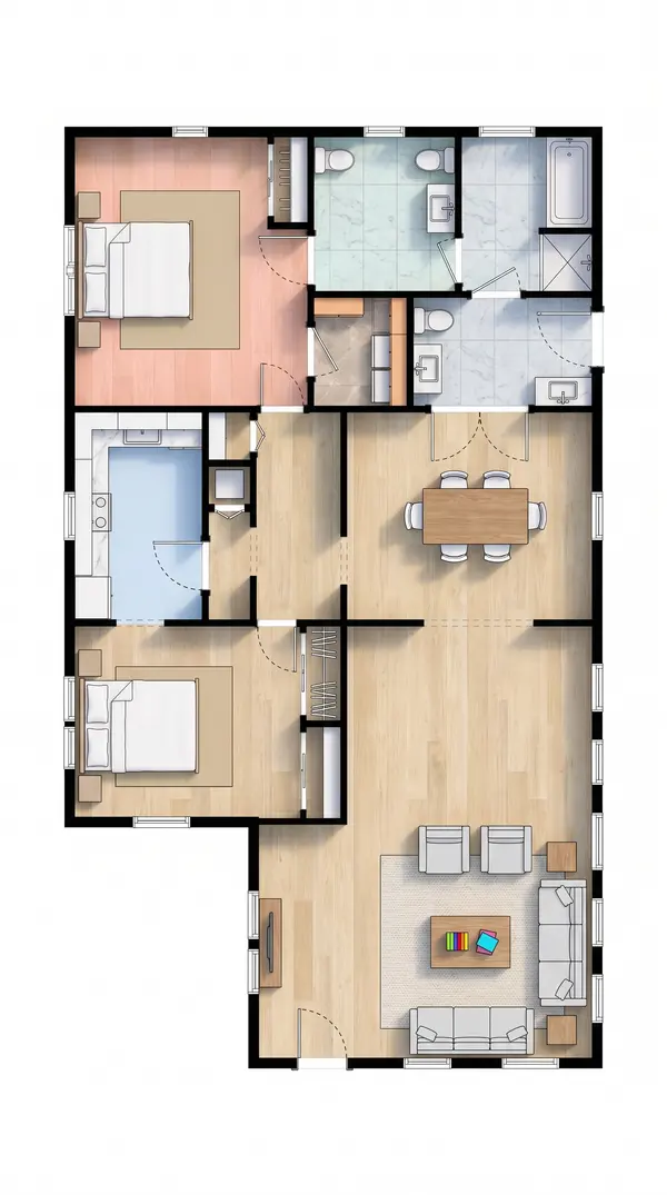 Compact Dark 1-Bed floorplan